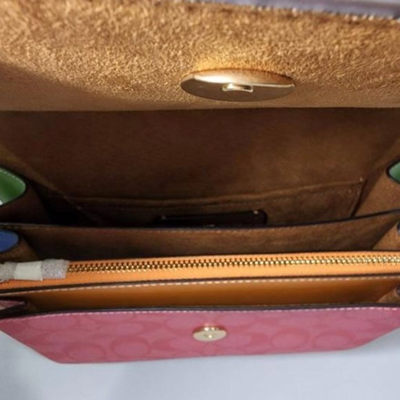 NWT COACH CA151 Signature Klare Crossbody Blocked Signature Canvas Miami - Picture 6 of 7